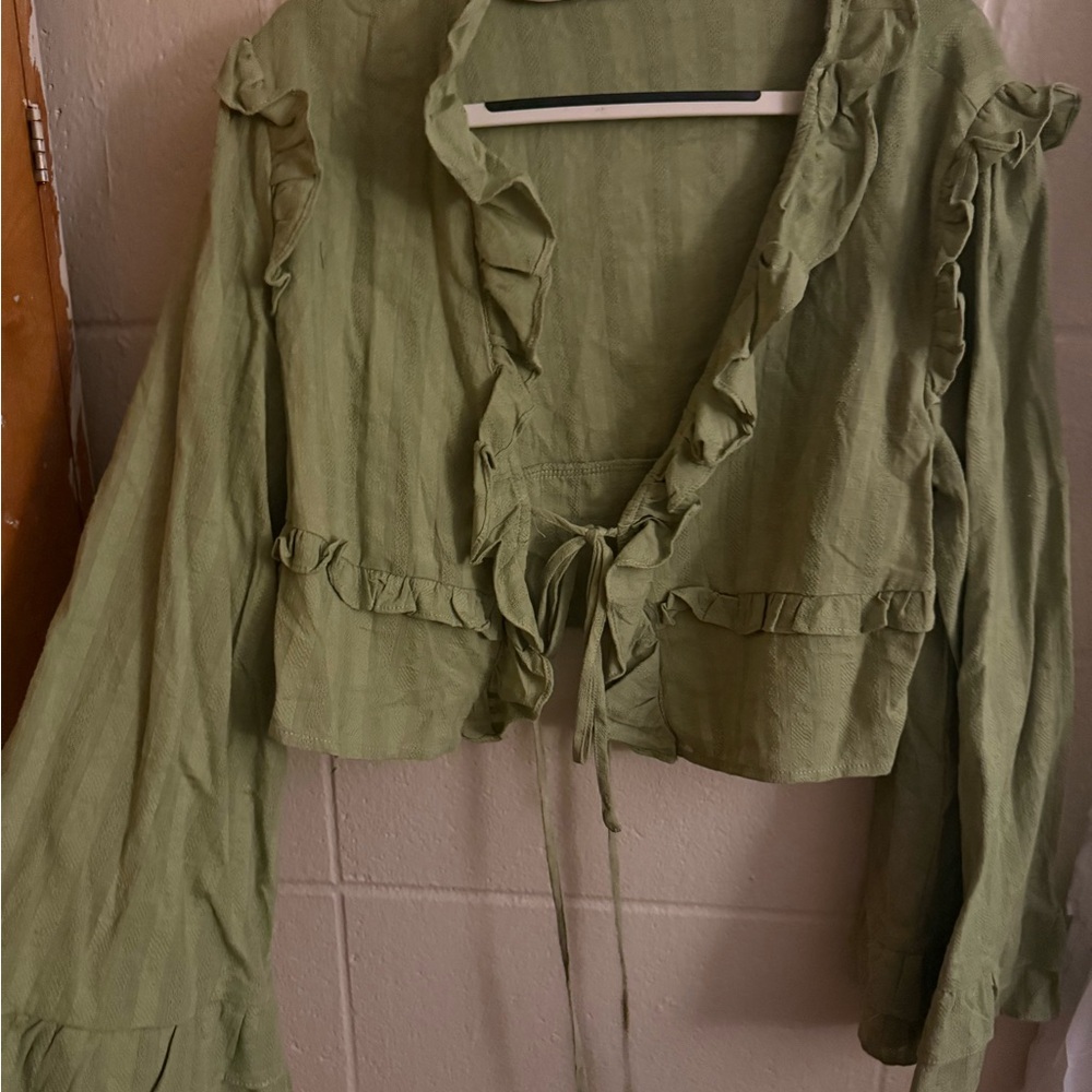Green Ruffled Women's Top